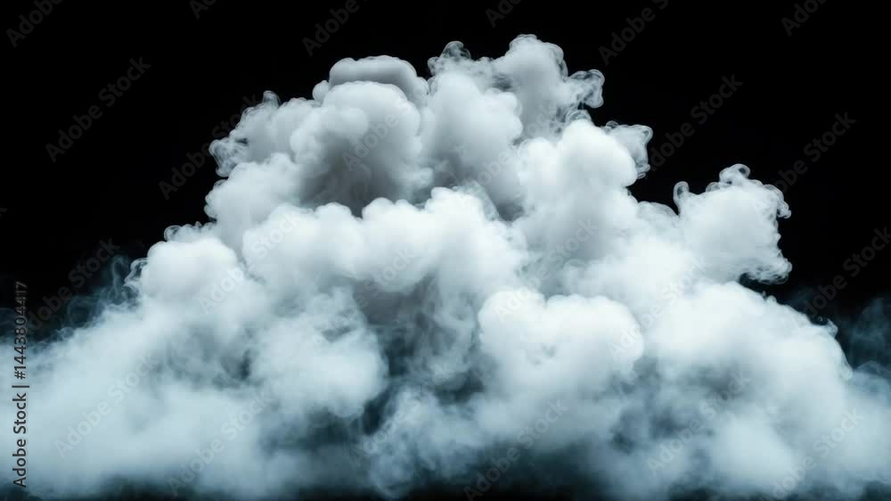 Aufkleber white dense smoke cloud with soft texture and dynamic fog on black background