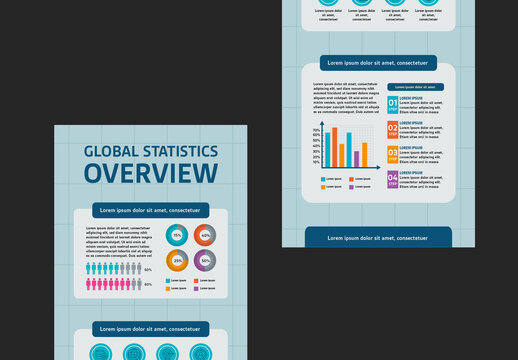 Blue Data Infographic Charts Elements Statistics Layout