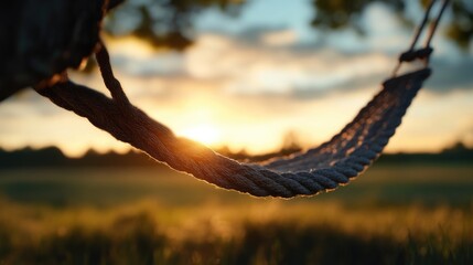 Obraz premium Rustic hammock at sunset