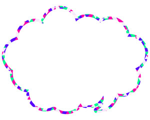 ステンドグラス風吹き出し　三角形模様　丸みのある雲形