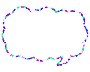 ステンドグラス風吹き出し　三角形模様　細長い雲形