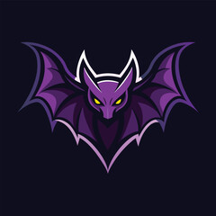 Dark Purple Bat Esports Logo – Fierce Geometric Mascot Emblem