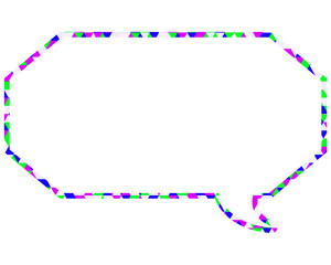 ステンドグラス風吹き出し　三角形模様　細長い八角形