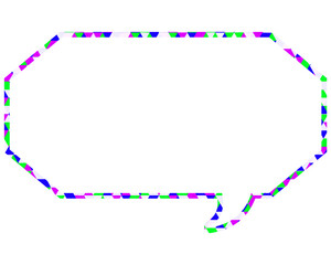 ステンドグラス風吹き出し　三角形模様　細長い八角形