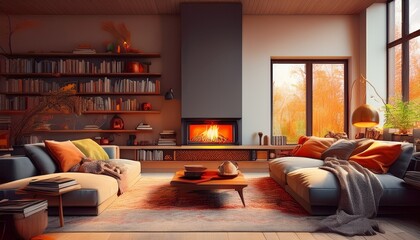 Wohnzimmer mit Kaminofen