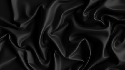 Fototapeta premium Elegant black silk fabric closeup