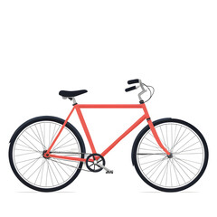 Fototapeta premium Flat vector illustration of a bicycle, minimalist, clean lines, vibrant colors, modern design, isolated on white background