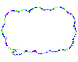 ステンドグラス風吹き出し　三角形模様　細長い雲形