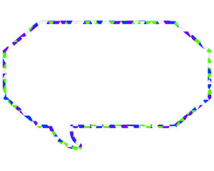ステンドグラス風吹き出し　三角形模様　細長い八角形
