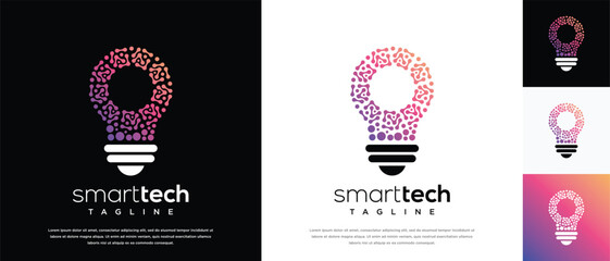 smart light bulb technology logo design template. technology bulb logo icon