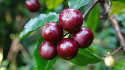 Obraz premium Clusters of deep purple berries on a branch