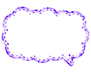 ステンドグラス風吹き出し　三角形模様　細長い雲形