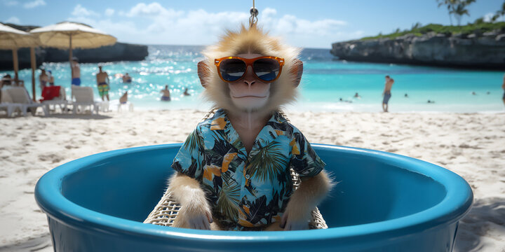 relaxing monkey hawaiian beach