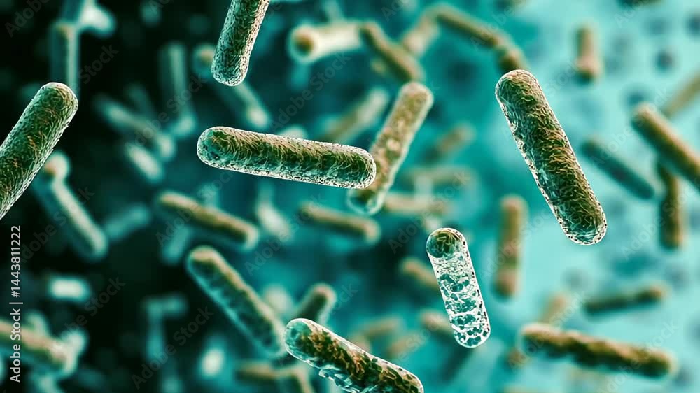 Poster discover the fascinating world of bacteria in a vibrant and dynamic microscopic exploration of life 