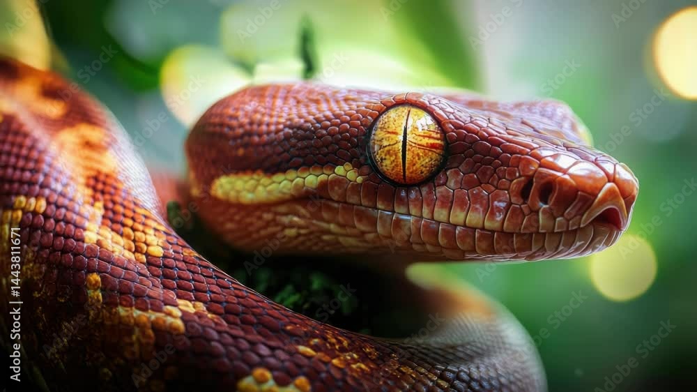 Poster a close-up shot of a snake's head with a blurred background