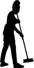 Vector silhouette woman of a with vacuum cleaner