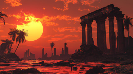 Fototapeta premium ancient forgotten civilization ruins