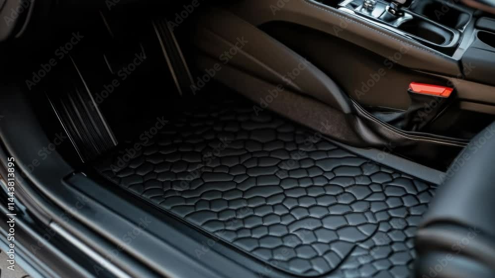 Poster A close-up view of a car's floor mat, showing its texture and pattern