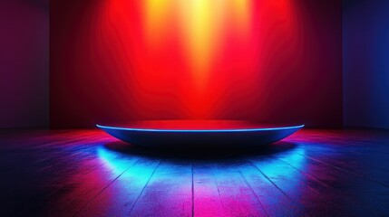 Empty stage with vibrant neon lights