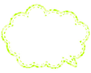 ステンドグラス風吹き出し　三角形模様　丸みのある雲形
