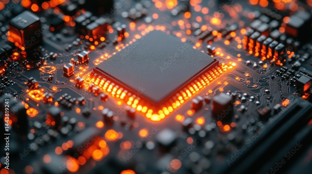 Aufkleber illuminated microchip: a close-up of advanced technology