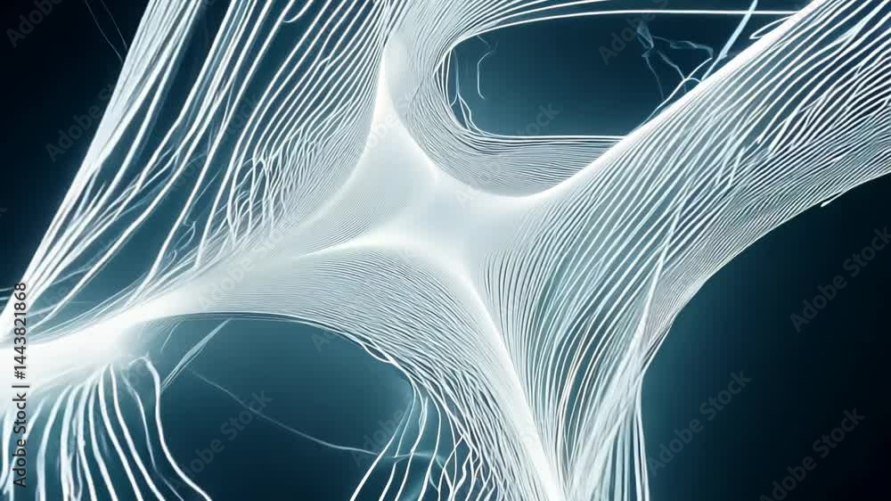 Poster mesmerizing abstract design with fluid white lines on black background