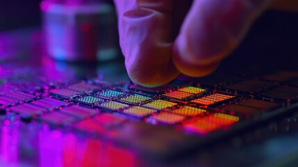 Naklejka premium Precision chip assembly in a lab