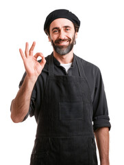 Fototapeta premium Experienced artisan repairman with OK gesture transparent background