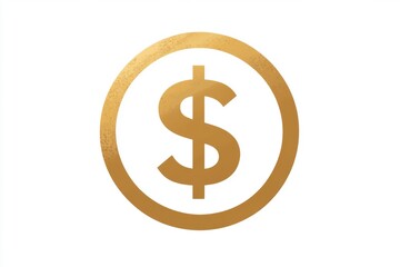 Obraz premium Golden dollar sign in a circle with minimal clean design