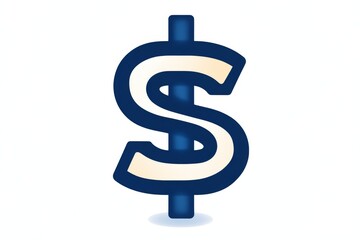Obraz premium Blue outlined vector dollar symbol in flat minimal design