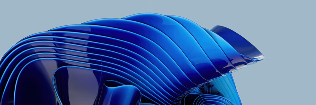Abstract Blue Wave Structures in Futuristic Digital Art