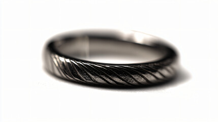 Naklejka premium Thin band ring with an engraved wave pattern, isolated on a white background.