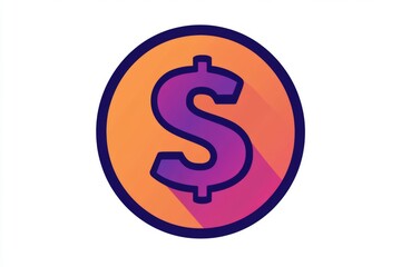 Obraz premium Stylized gradient purple dollar symbol icon with soft shadow