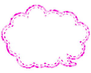 ステンドグラス風吹き出し　三角形模様　丸みのある雲形