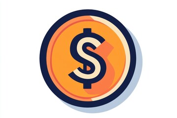 Obraz premium Glossy orange and purple coin icon with dollar sign in center