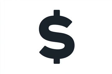 Obraz premium Bold black dollar currency symbol on white background