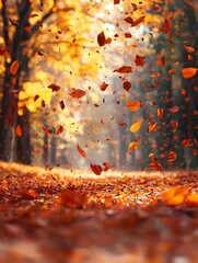 The colorful fall of autumn leaves in the park