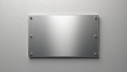 Metallic plaque on textured gray wall