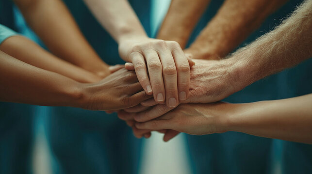 Hands clasped together support unity
