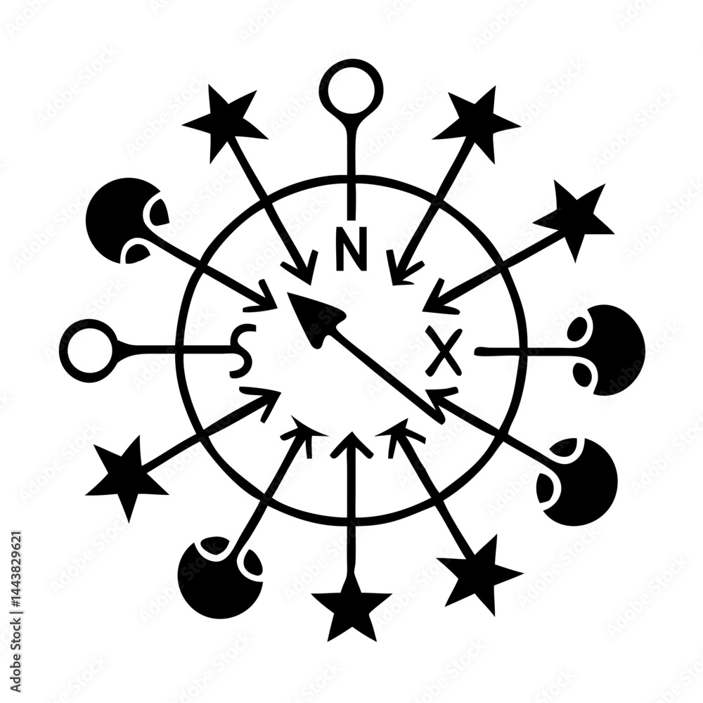 Aufkleber vector compass rose design with north south and x directions for navigation and mapping projects