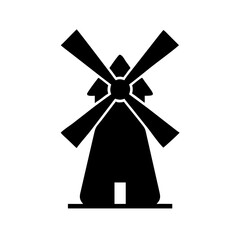 Windmill vector graphic illustration silhouette icon symbol agriculture energy farm vintage design
