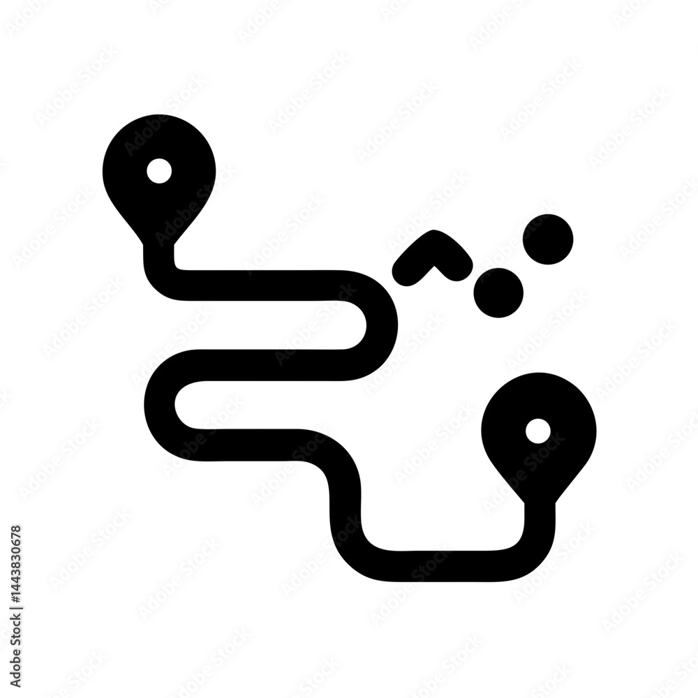 Poster route map direction gps navigation journey travel destination path location pointer icon symbol wayp