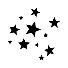 Starry night sky vector illustration with black star shapes for graphic design and celestial theme