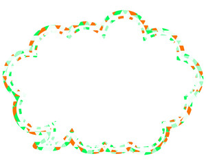 ステンドグラス風吹き出し　三角形模様　丸みのある雲形