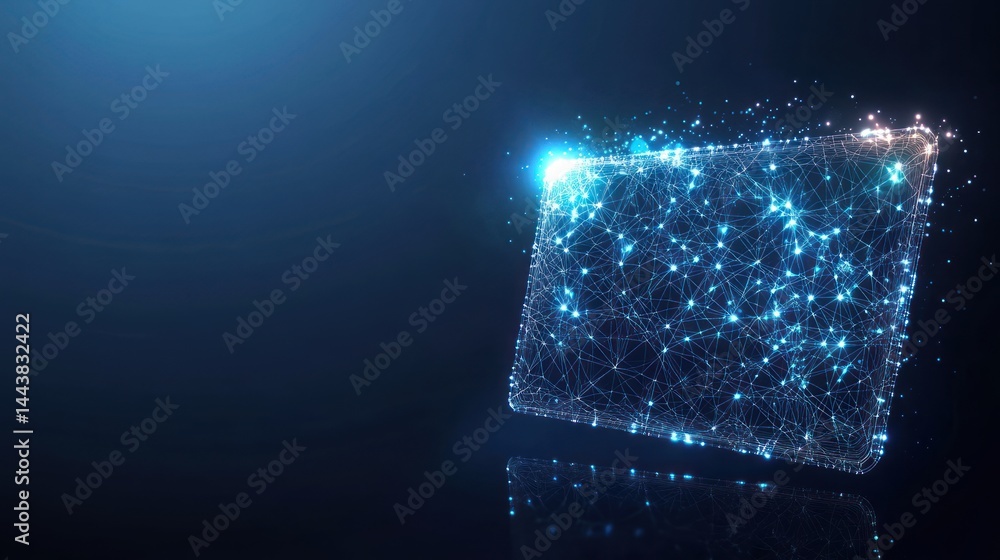 Aufkleber abstract digital display with glowing network connections in cyberspace
