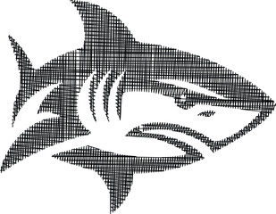abstract illustration of a shark composed of geometric patterns and lines