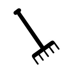 Find black rake for garden leaf cleanup and lawn care equipment vector illustration tool design