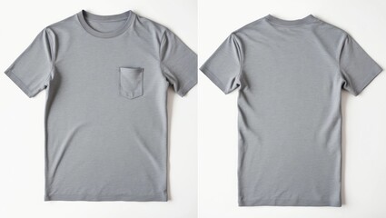 Grey kids t-shirt front and back mock-up isolated on white background with clipping path.