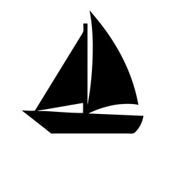 Sailboat vector silhouette illustration for nautical theme sailing boat clip art design and logo, 90 characters