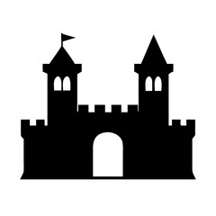 Castle silhouette vector illustration for medieval fortress fantasy kingdom design art